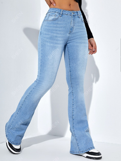 BLAMGLAM Premium Trendy Light Blue Bell Bottom Women’s Jeans