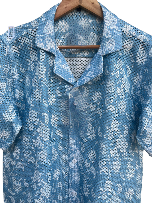 Stylish Men's Crochet Boho Breeze Half Shirt - Comfortable, Breathable, Trendy, Casual, and Lightweight - Perfect for Summer and Beachwear