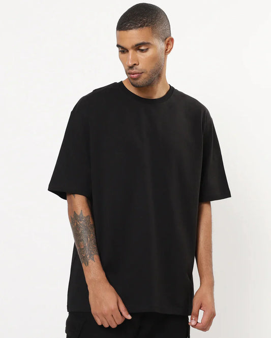 Premium Heavyweight Black Oversize Men's T-Shirt - 240 GSM Solid Color | Comfortable & Stylish | Ideal for Casual Wear | High-Quality Fabric | Durable & Trendy Design