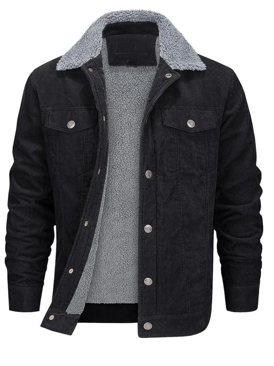 Men's Black Denim Jacket: Bold & Warm