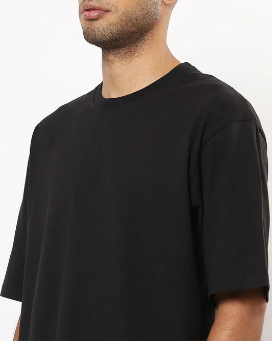 Premium Heavyweight Black Oversize Men's T-Shirt - 240 GSM Solid Color | Comfortable & Stylish | Ideal for Casual Wear | High-Quality Fabric | Durable & Trendy Design