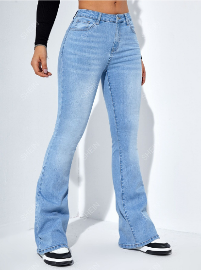 BLAMGLAM Premium Trendy Light Blue Bell Bottom Women’s Jeans