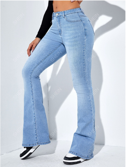 BLAMGLAM Premium Trendy Light Blue Bell Bottom Women’s Jeans