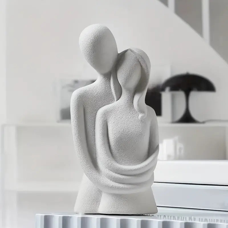 1pc Hugging Couple Ceramic Sculpture,Modern Light Luxury Decoration Nordic Creative Abstract Figure, Embrace Wind Simple Couple, Living Room Bedroom Advanced Sense Home Decoration Decoration| BlamGlam