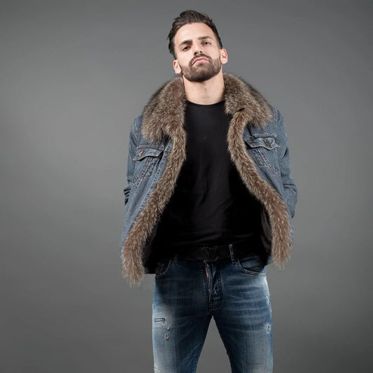 BLAMGLAM Men's Celebrity Denim Jacket with Fur – 5-Star Style & Comfort