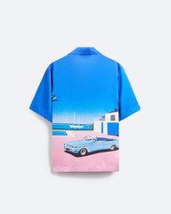 Men’s Oversize Hiroshi Nagai Shirt – Miami Vice Style, Ocean View, Classic Car, Retro Summer Shirt