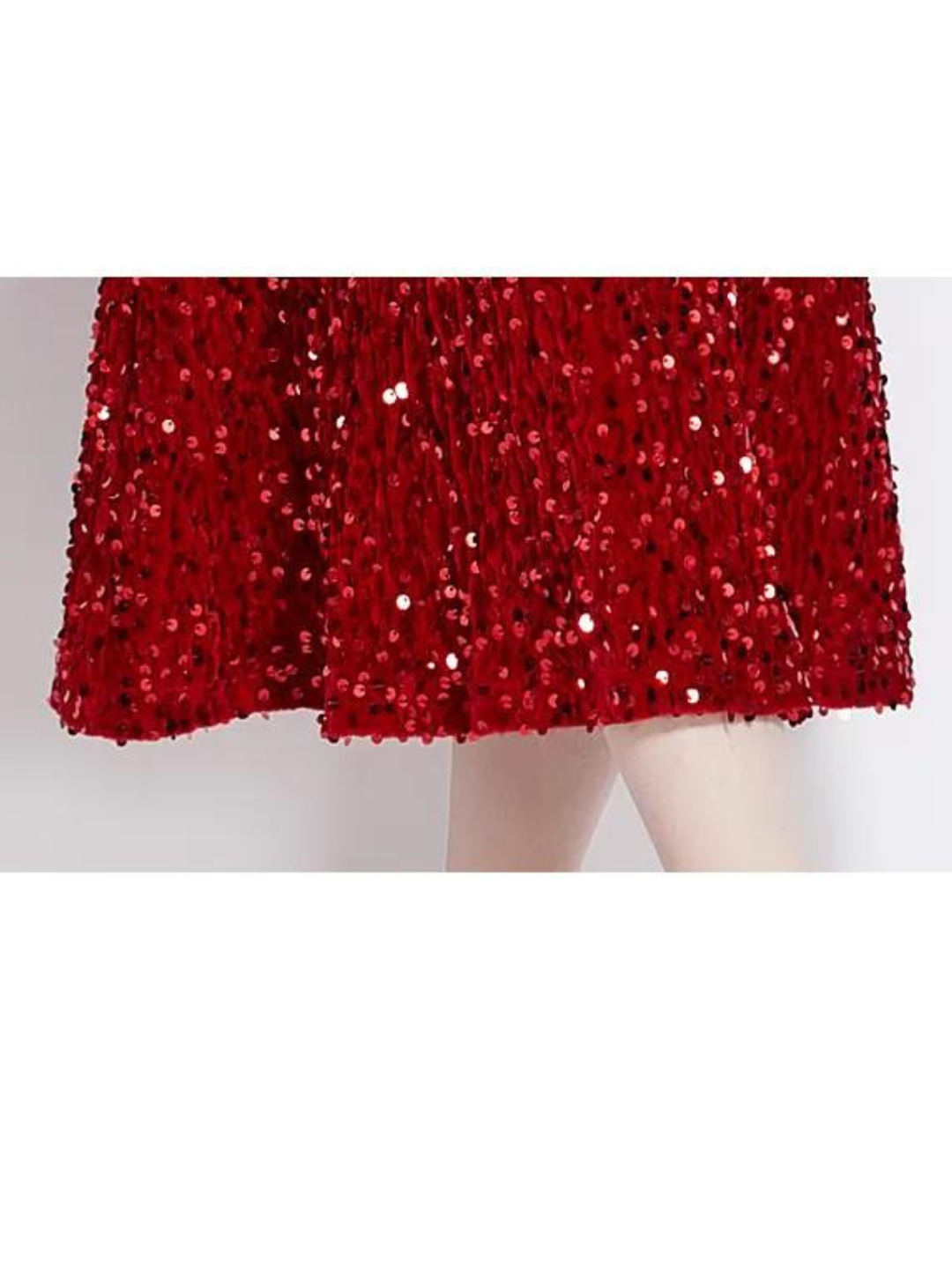 Elegant Red Velvet Sequin Dress - Stunning Evening Gown for Special Occasions, Party, Prom, and Weddings - Comfortable, Stylish, Eye-Catching Design