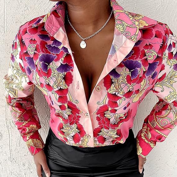 Elegant Women Boho Print V Neck Tops - Ladies Casual Party Shirt, Premium Exclusive Design - Stylish, Comfortable, Versatile, Lightweight, Perfect for Any Occasion