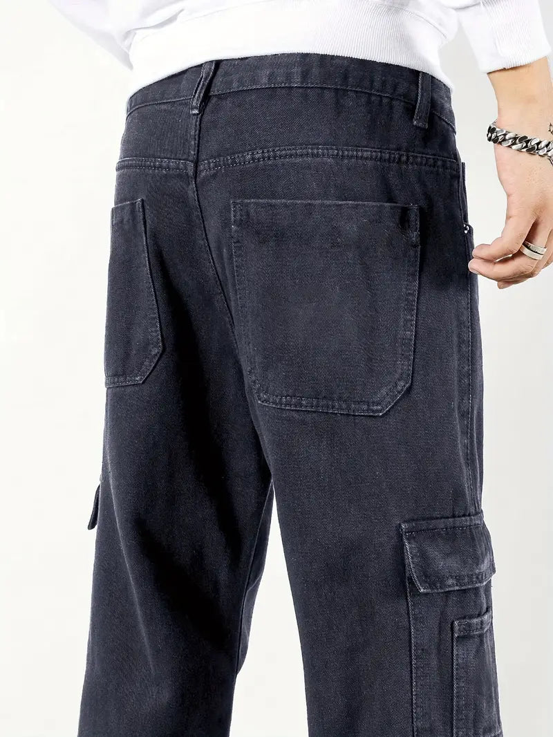 BLAMGLAM Premium Men’s 6-Pocket Baggy Jeans – Trendy & Functional Streetwear