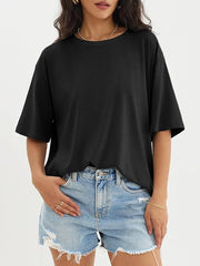 BlamGlam Women’s Oversized Drop Shoulder T-shirt - Relaxed Fit Cotton Top, Casual and Stylish Tee for Everyday Comfort and Sizes | Black